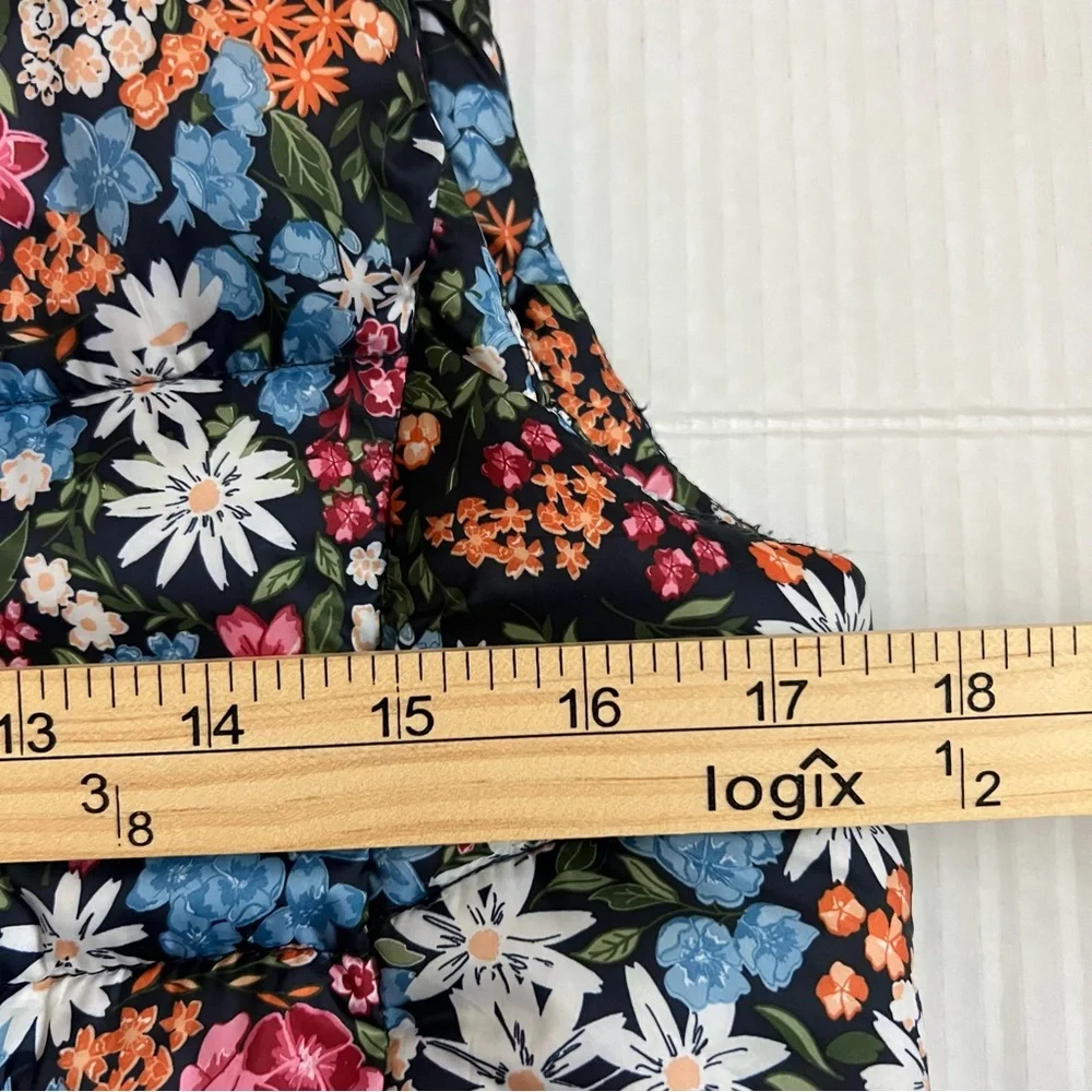 Zara Girls Floral Puffer Vest Full Zip Quilted Padded Sleeveless Jacket 13/14